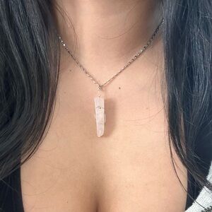 Silver Necklace w/ Rose Quartz Crystal